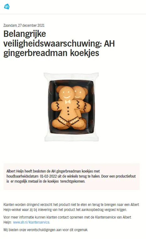 recall ah gingerbread men