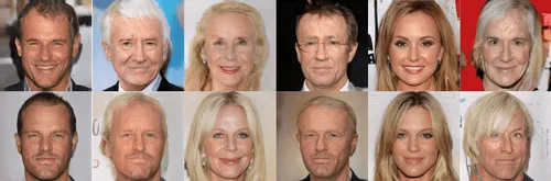 De bovenste rij gezichten zijn de plaatjes waar een proefpersoon naar
 keek, eronder wat AI maakte van de hersengolven van de proefpersoon.