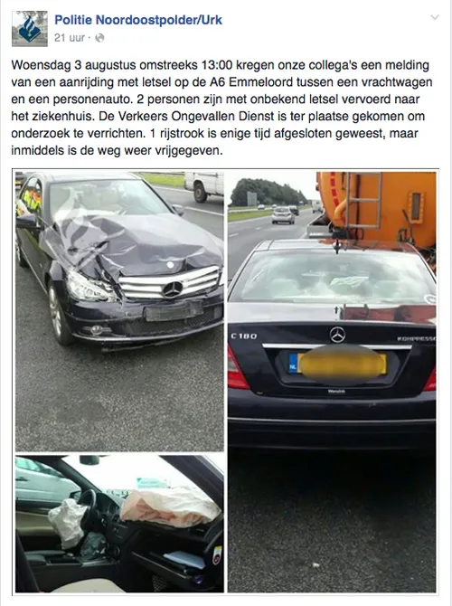 ongeval met letsel a6 foto facebook politie nopurk