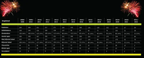 overzicht cijfers oogletsels 2021 2022