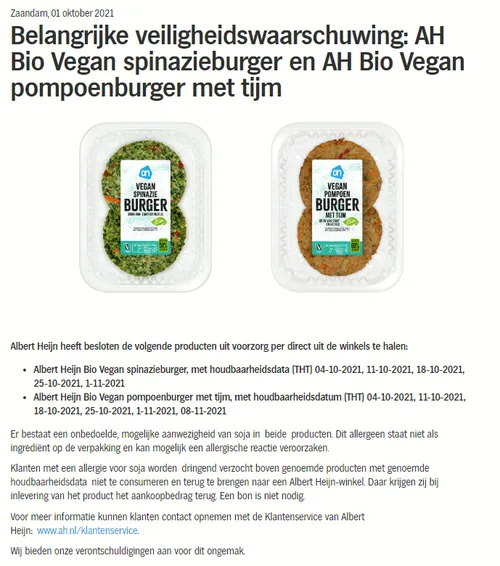 recall ah veganburgers