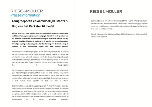 recall riese mueller packster70 bakfiets