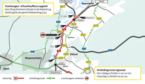 Omleidingsroute regionaal vrijdag tot maandag - WeekendBreek 2026