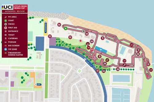 Karte Antwerpen World Cup 2023 schematischer Rundkurs<br>