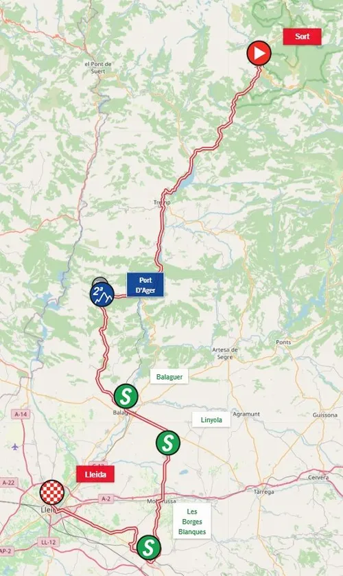 Karte Volta a Catalunya 2024 Etappe 4Route schematisch<br>