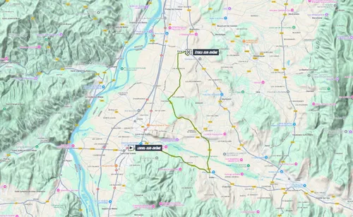 Karte der Europameisterschaft im Einzelzeitfahren 2025