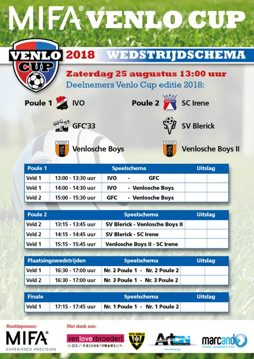 mifa venlo cup wedstrijdschema