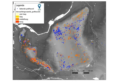 grafheuveldetecties met een hoge en middelhoge verwachting dat het daadwerkelijk grafheuvels zijn