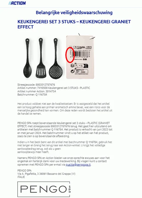 recall action keukengerei granietlook