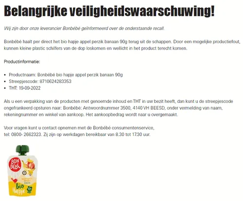 recall bonbebe bio hapje