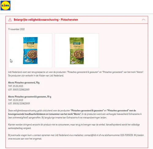 recall lidl pistachenoten