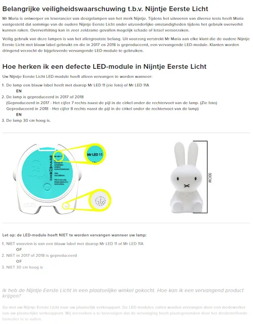 recall mr maria nijntje eerste licht