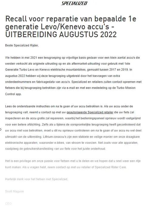 recall specialized levo kenovo