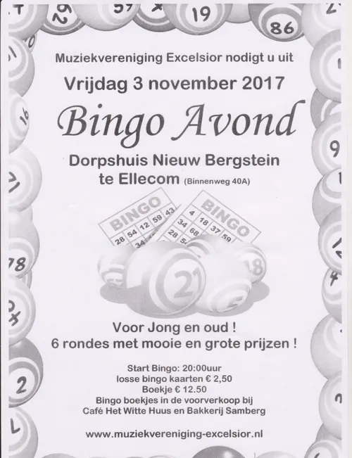 bingoavond muziekvereniging excelsior