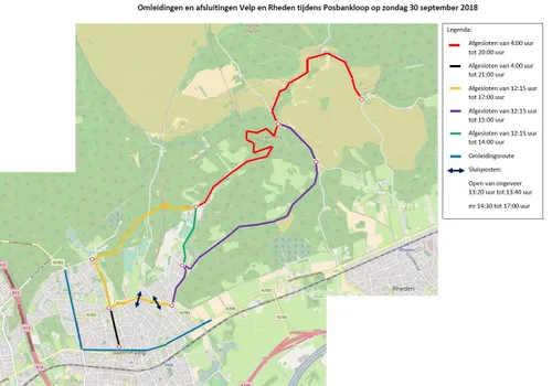 posbankloop 2018 wegafsluitingen