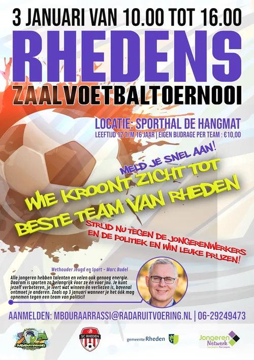 poster zaalvoetbaltoernooi 3 januari radar uitvoering
