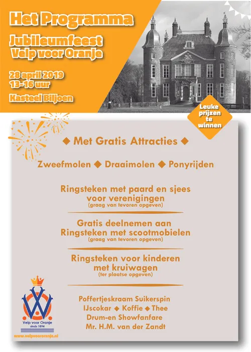 programma affiche jubileumfeest stichting velp voor oranje