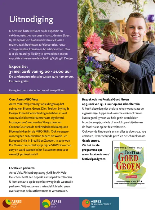 uitnodiging expositie en vakdemonstraties aeres vmbo