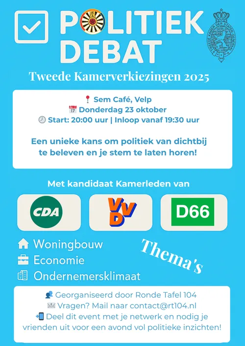 🗳️ RT104 Politiek Debat VVD, CDA &amp; D66 23-10