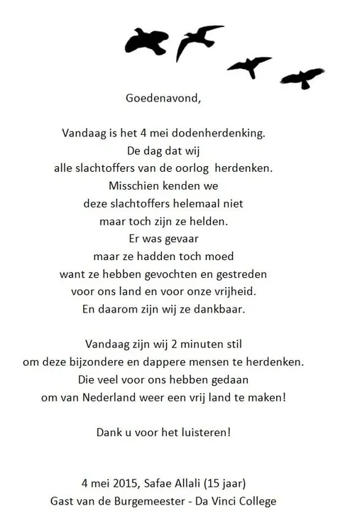 150504 safae allali dodenherdenking 2015