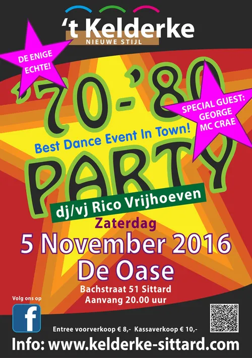 70 80s party kelderke nieuw stijl 2016 affiche