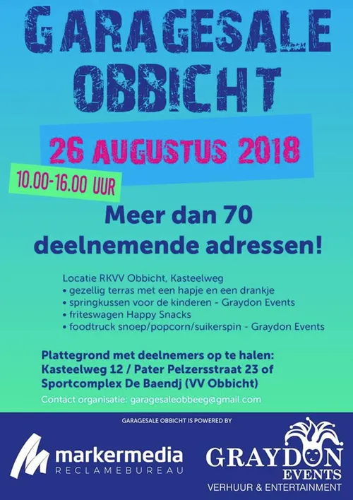 affiche garagesale obbicht 26 augustus 2018