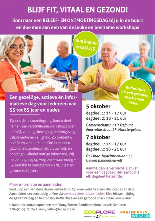 beleef en ontmoetingsdagen voor senioren in de gemeente sittard geleen poster