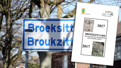 boekomslag en plaatsnaambord broeksittard broukzittert