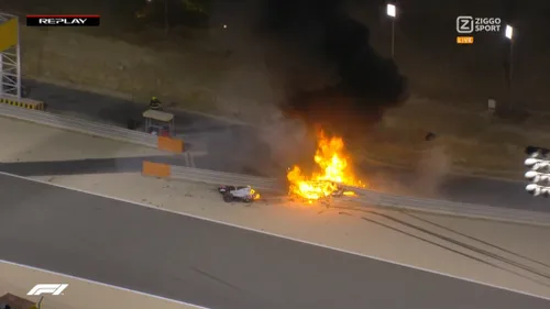 brandende haas van romain grosjean bahrein