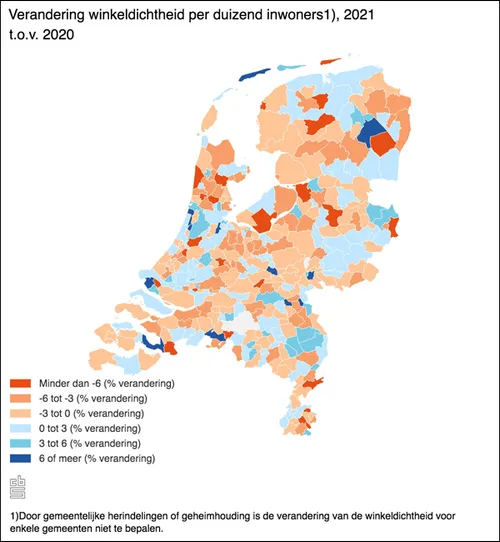 cbs verandering winkeldichtheid