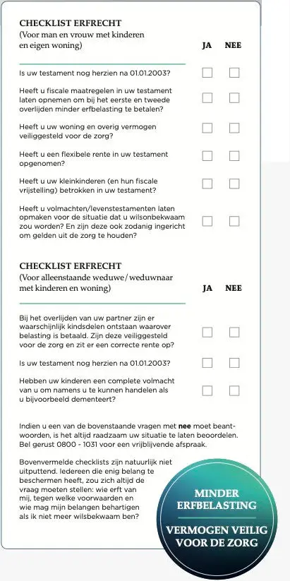 erfrecht nederland checklist