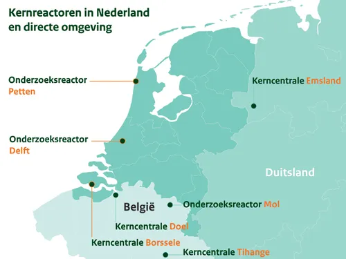 kernreactoren in nl en directe omgeving1