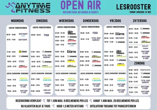 lestijdenschema anytime fitness open air coronacrisis