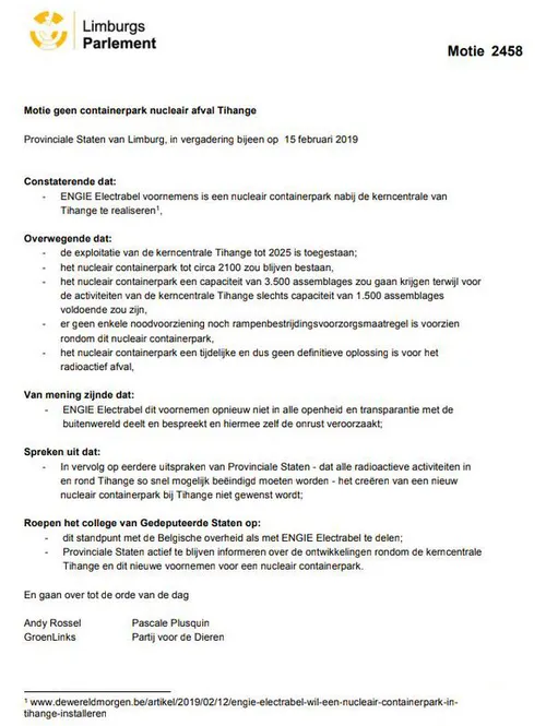 motie 2458 limburgs parlement