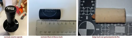 normale capsule normale kurk en kurk gemanipuleerde fles