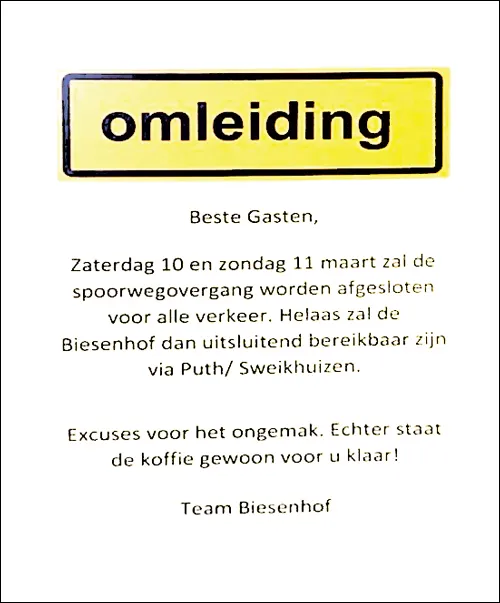 omleiding biesenhof