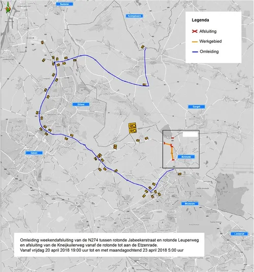 omleiding wegens afsluiting n274