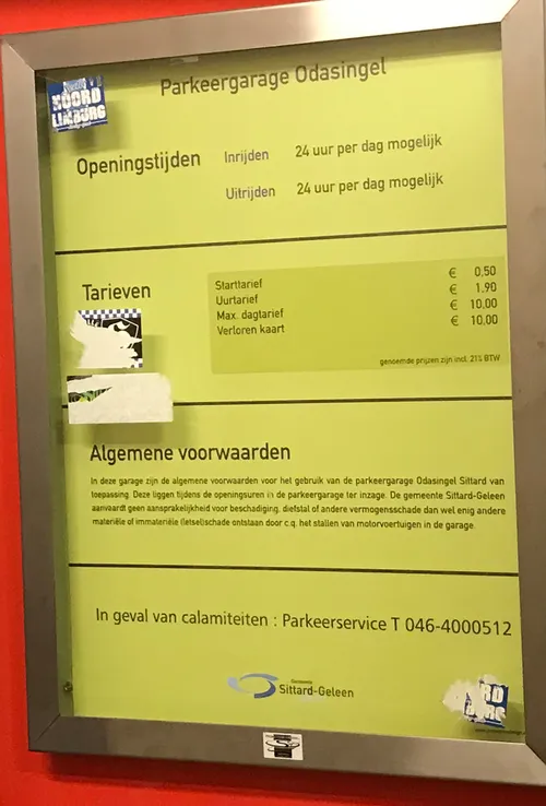 parkeertarieven odaparking sittard 2019