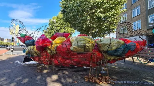 turtle of trash clean up march bright festival