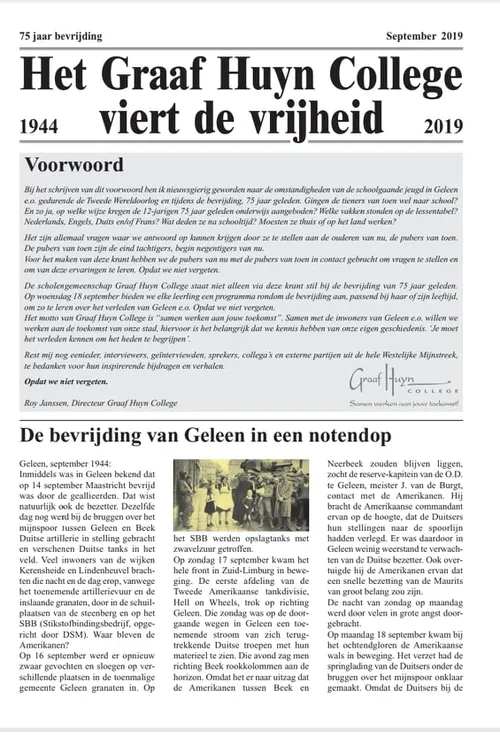 voorkant schoolkrant sept19