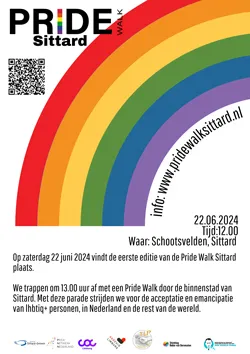 white rainbow typographic pride event poster