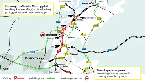 Omleidingsroute regionaal vrijdag tot maandag - WeekendBreek 2026