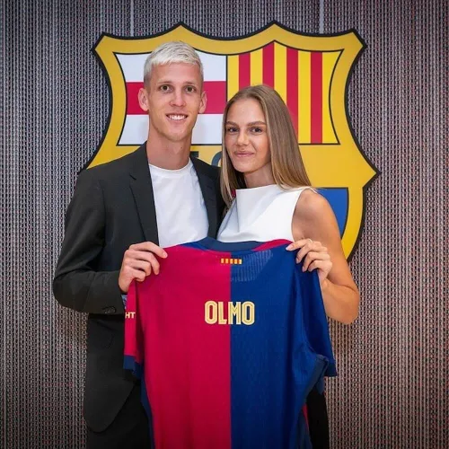 Dani Olmo og hans kæreste&nbsp;Laura Abla Schmitt