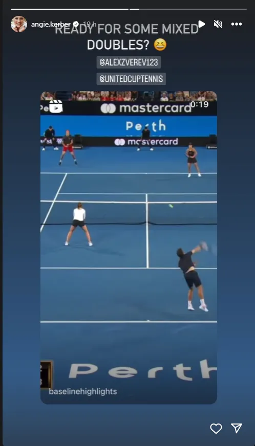 Angelique Kerber asks Zverev if he's ready to go confirming return