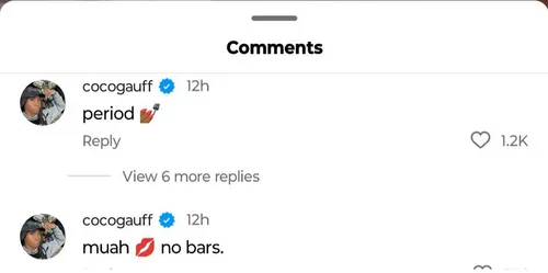 Coco Gauff's Instagram reply to Danielle Collins after incredible response.