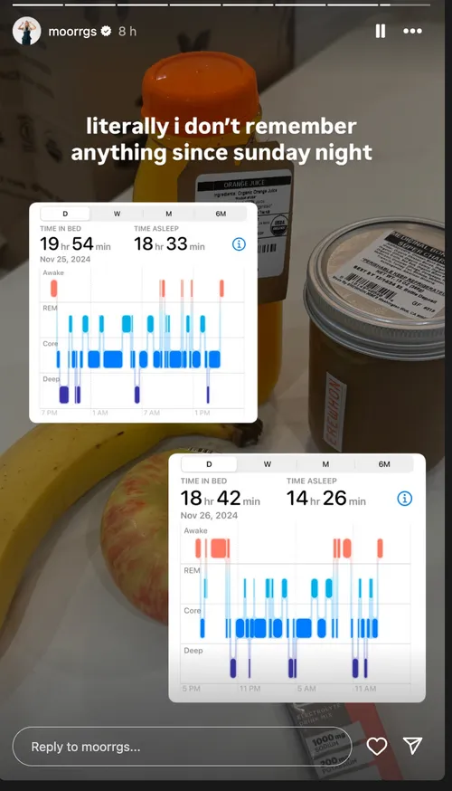 Alarming sleep statistics amid illness bout.