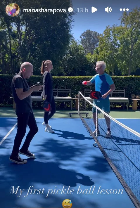 Maria Sharapova, former world No. 1, trying pickle ball for the first time