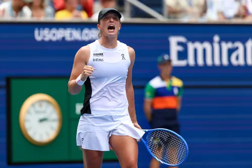 Iga Swiatek celebrando en el US Open