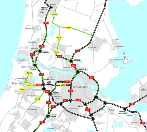 Omleidingskaartje Wijkertunnel