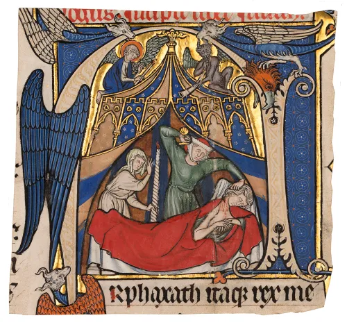 17 fragment uit bijbel glazier rylands bijbel judith en holofernes circa 1265 rijksmuseum twenthe enschede